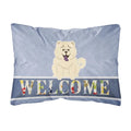 Carolines Treasures BB5721PW1216 Chow Chow White Welcome Canvas Fabric Decorative Pillow, 12H x16W, multicolor