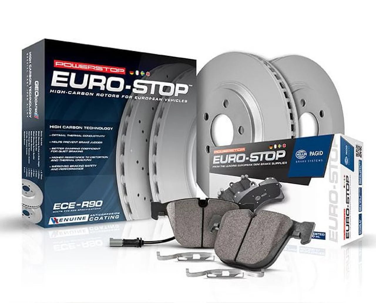 Power Stop Front Euro-Stop ECE-R90 Certified Brake Pad and Rotor Kit ESK8266