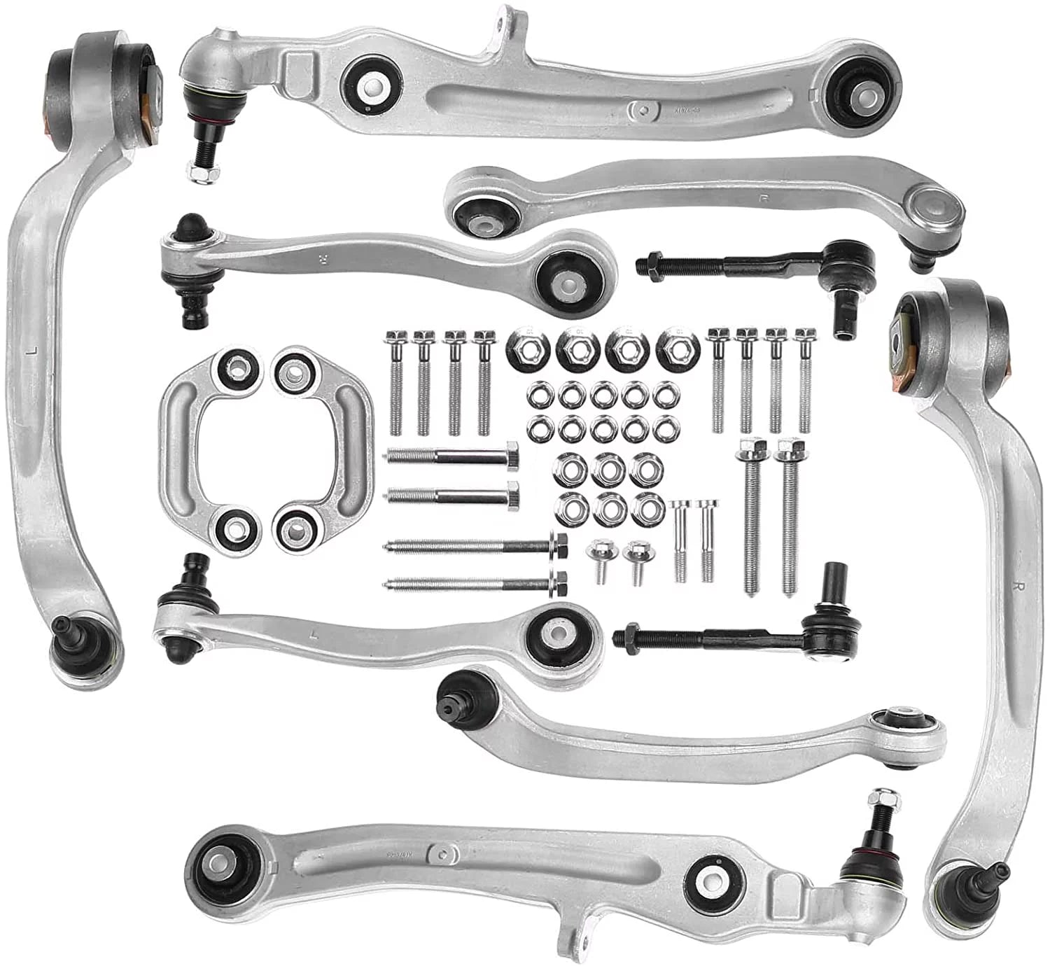A-Premium 12 PCS Front Suspension Control Arm Stabilizer Bar Link Steering Tie Rod Compatible with Audi A8 Quattro 2003-2010 Without Sport Suspension