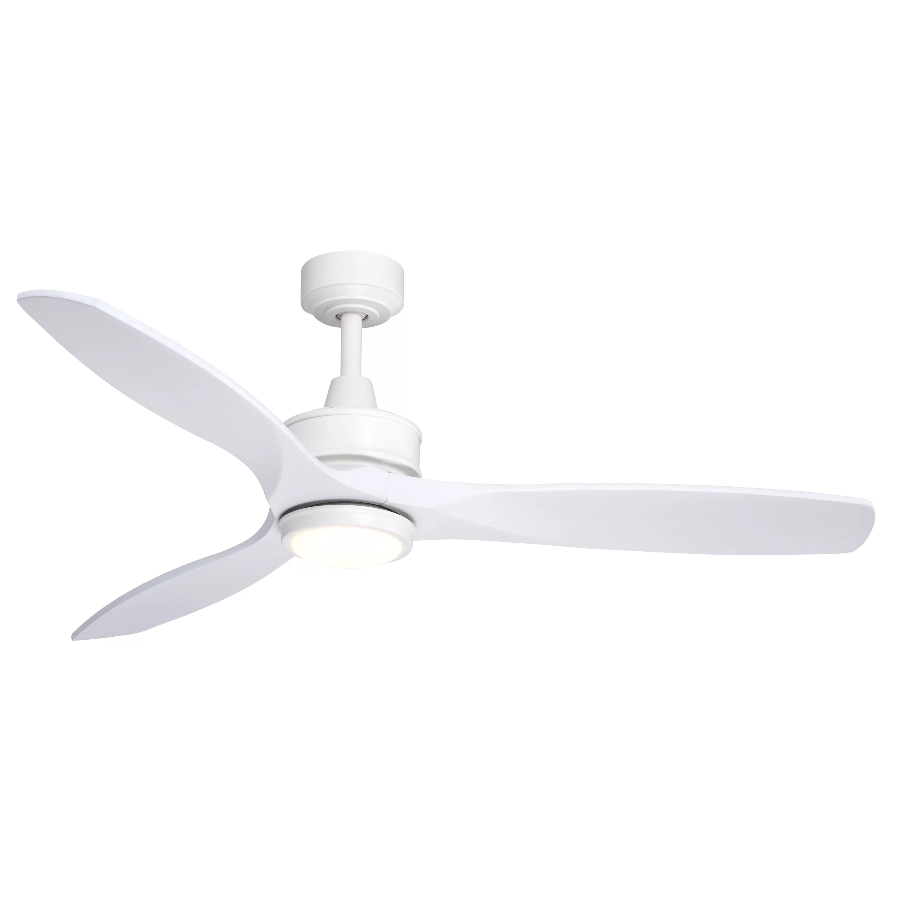Curtiss 52-in. White Contemporary Indoor Outdoor Propeller Ceiling Fan with Wood Blades, Integrated LED Light Kit and Remote