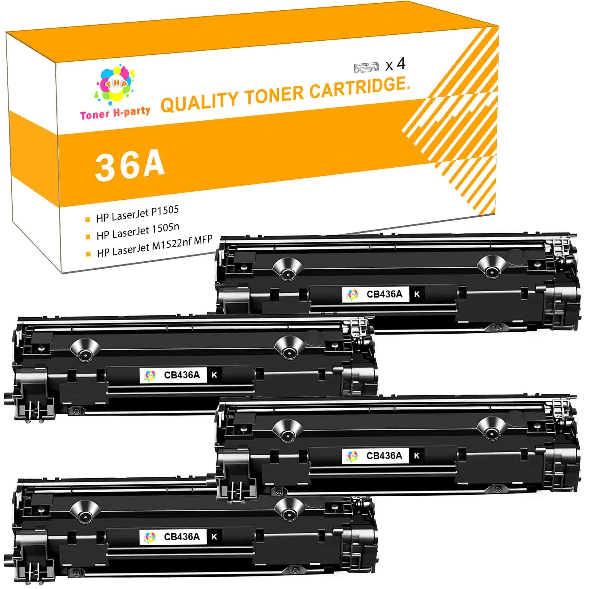Toner H-Party CB436 36A 36a toner Compatible Toner Cartridge for LaserJet P1005 P1006 P1505 P1505N P1100 P1102 P1102W P1102WHP Printer (Black£¬4 Pack£¬2000 Pages)