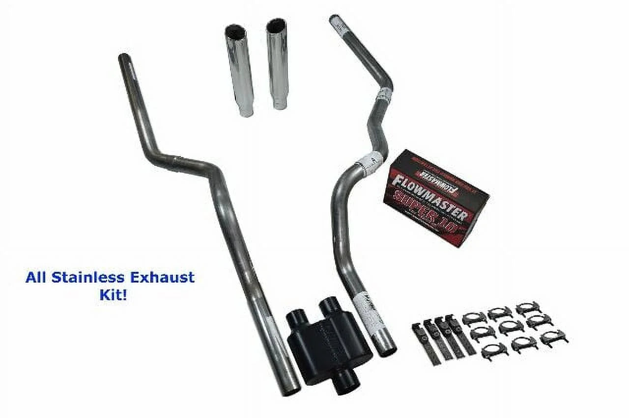 All-Stainless Dual Exhaust Ford F150 15-18 Flowmaster super 10 Rolled Tip Rear E