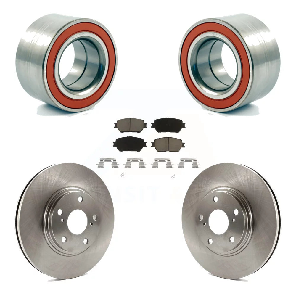 Transit Auto - Front Wheel Bearing With Disc Brake Rotors And Ceramic Pads Kit For 2004 Toyota Camry 296mm Diameter Rotor Stepped Hat Design KBB-118816