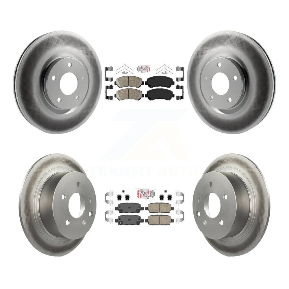 Transit Auto - Front Rear Ceramic Pads And Coated Disc Brake Rotors Kit For 2007-2012 Nissan Sentra SE-R Spec V KGA-102121