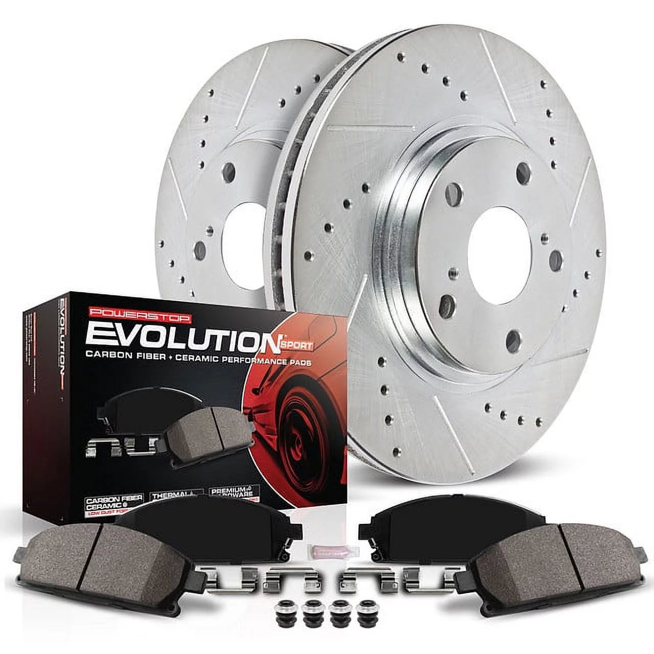 Power Stop Front Z23 Daily Driver Carbon-Fiber Ceramic Brake Pad and Drilled & Slotted Rotor Kit K8979
