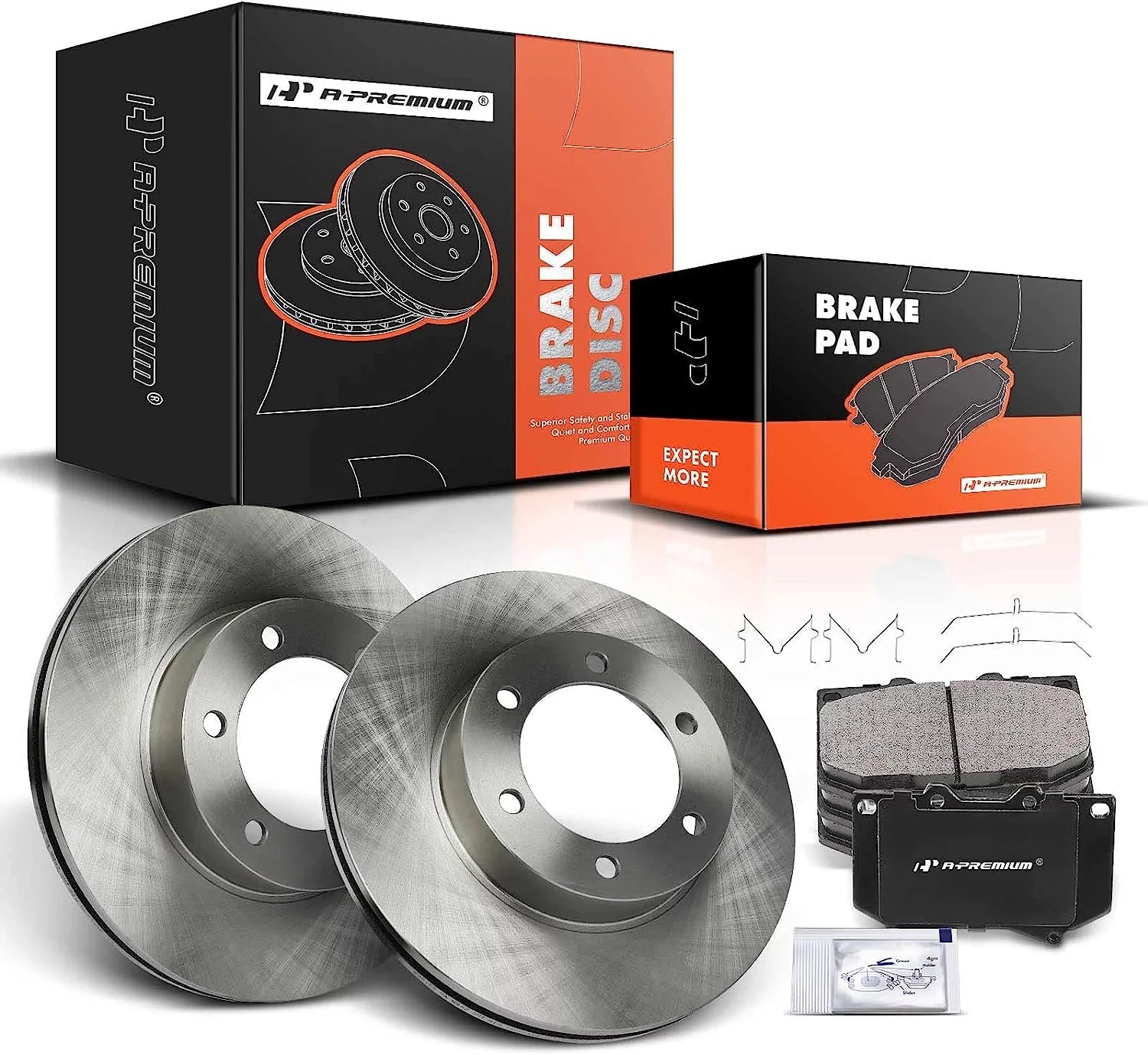 A-Premium 12.55 inch (318.7mm) Front Vented Disc Brake Rotors + Ceramic Pads Kit Compatible with Select Toyota Model - Tundra 2000-2003, Sequoia 2001-2003, 3.4L 4.7L, 6-PC Set
