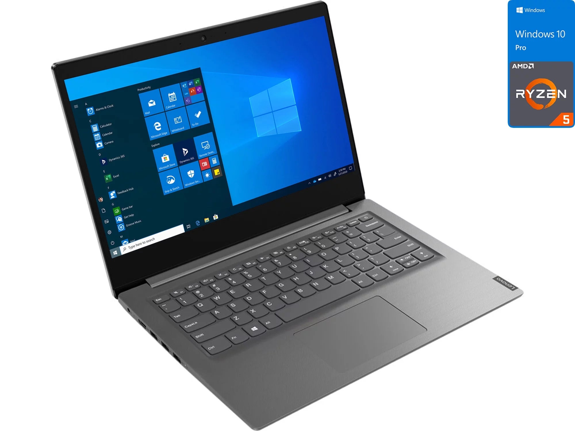 Lenovo V14 Laptop, 14 FHD Display, AMD Ryzen 5 4500U Upto 4.0GHz, 12GB RAM, 512GB SSD, Vega 6, HDMI, Card Reader, Wi-Fi, Bluetooth, Windows 10 Pro
