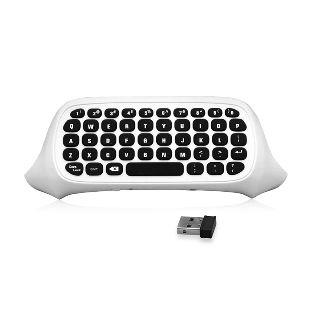 Aibecy 2.4G Wireless Mini Chatpad Keyboard with 3.5mm Audio Jack Chat Message Keypad Replacement for XBox One/Slim/Elit Controller White