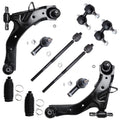 Detroit Axle - Front End 10pc Suspension Kit for 2001-2006 Hyundai Elantra 2 Lower Control Arms w/Ball Joints 2 Sway Bars 4 Inner Outer Tie Rods 2002 2003 2004 2005 Replacement 2 Boots