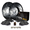 Max Advanced Brakes - Brake Kit for 1995 2003 2004 2005 Honda Civic 1995-1997 Civic del Sol 2007 2008 Honda Fit Front Replacement Drilled Slotted Black Coated Disc Brake Rotors and Ceramic Brake Pads