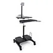 Displays2go Rolling Computer Cart, Adjustable Sit/Stand Mode, Monitor Mount, Keyboard Tray - Black (ADTMWSE5B)