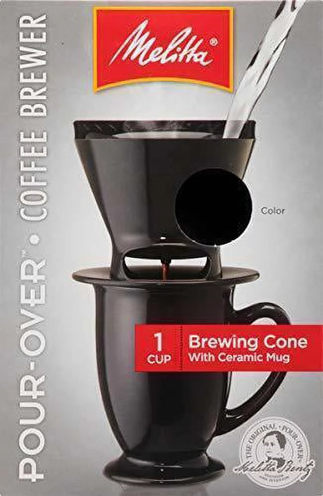 Melitta Ready Set Joe/Mug 64010 Pour-Over Coffee Makers Specialty, Black