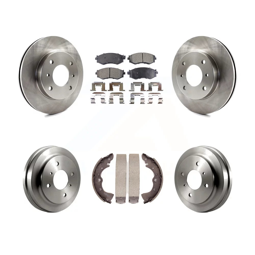 Transit Auto - Front Rear Disc Brake Rotors Semi-Metallic Pads And Drum Kit For 2002-2006 Nissan Sentra 1.8L K8F-103213