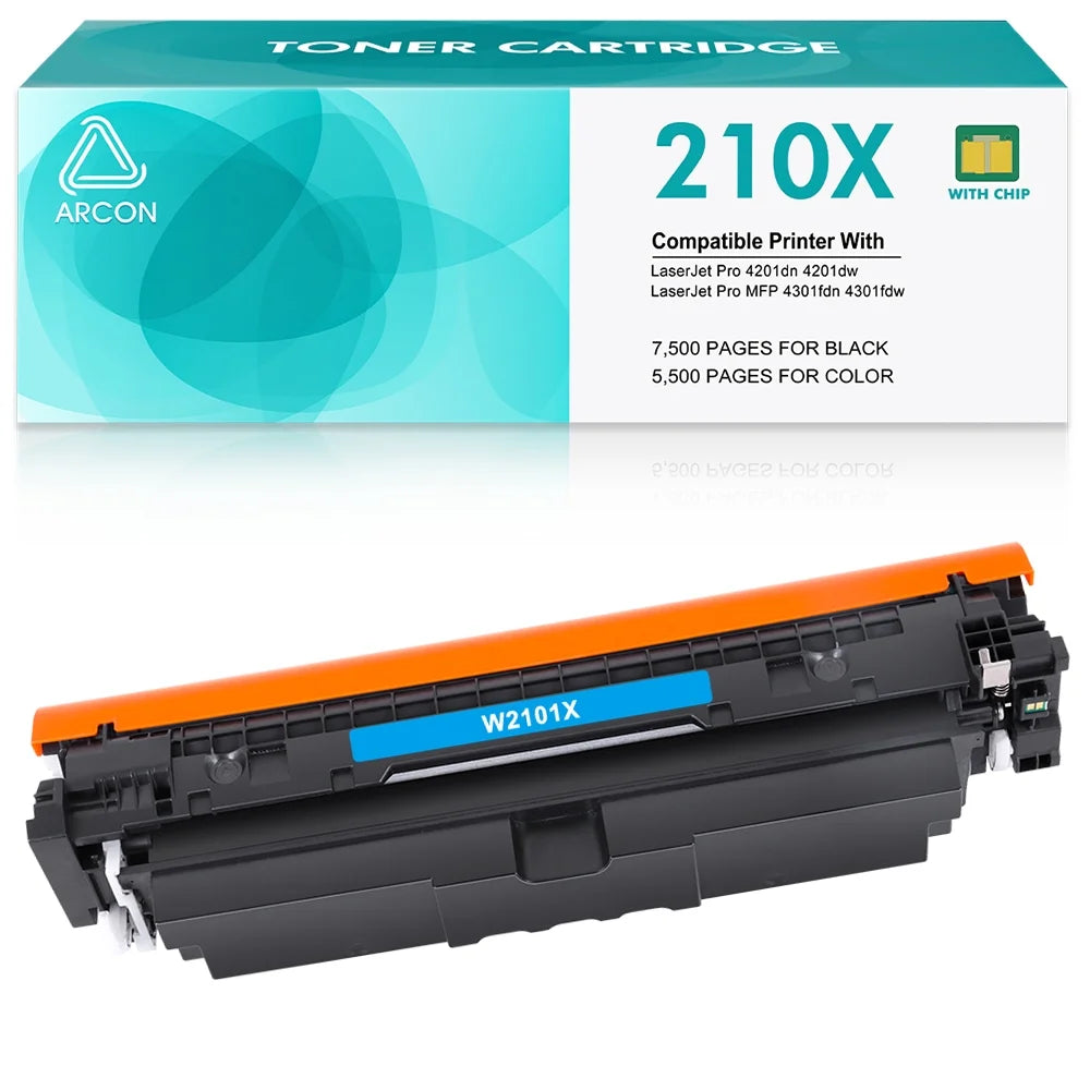210X Toner (With Chip) Compatible for HP 210X Toner cartridges 1-Pack Cyan Printer Ink for HP 210X W2100X Color Laserjet Pro MFP 4301fdw 4301fdn Pro 4201dw 4201dn