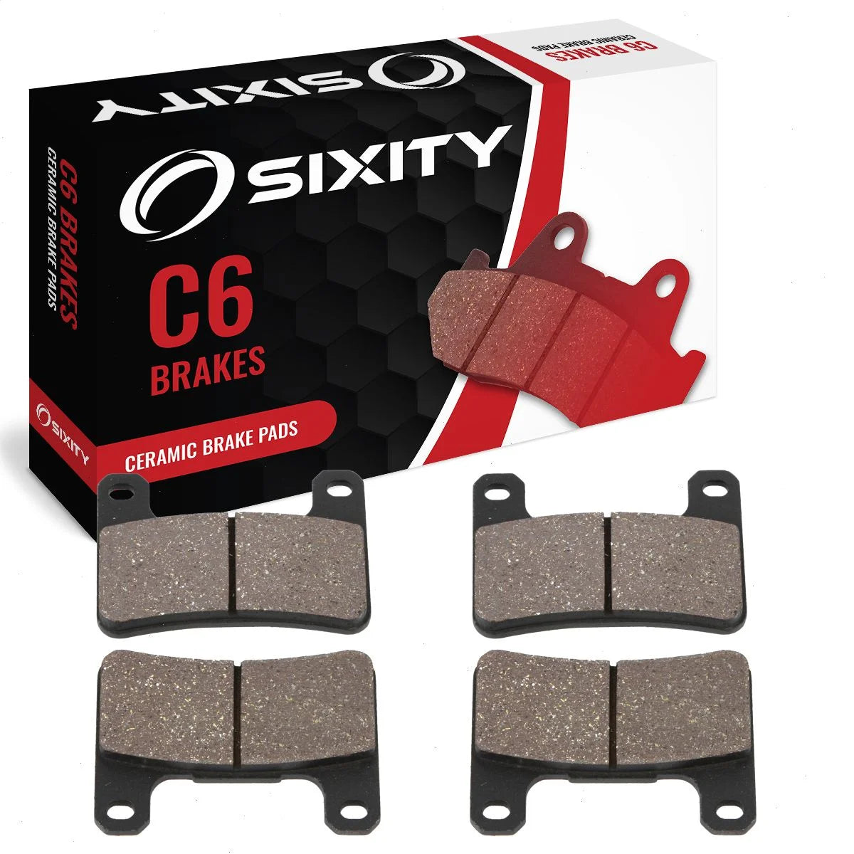 Sixity C6 Front Ceramic Brake Pads compatible with Suzuki GSX-R1000 K5 K6 Tokico Radial Caliper 2005-2006 Complete Set