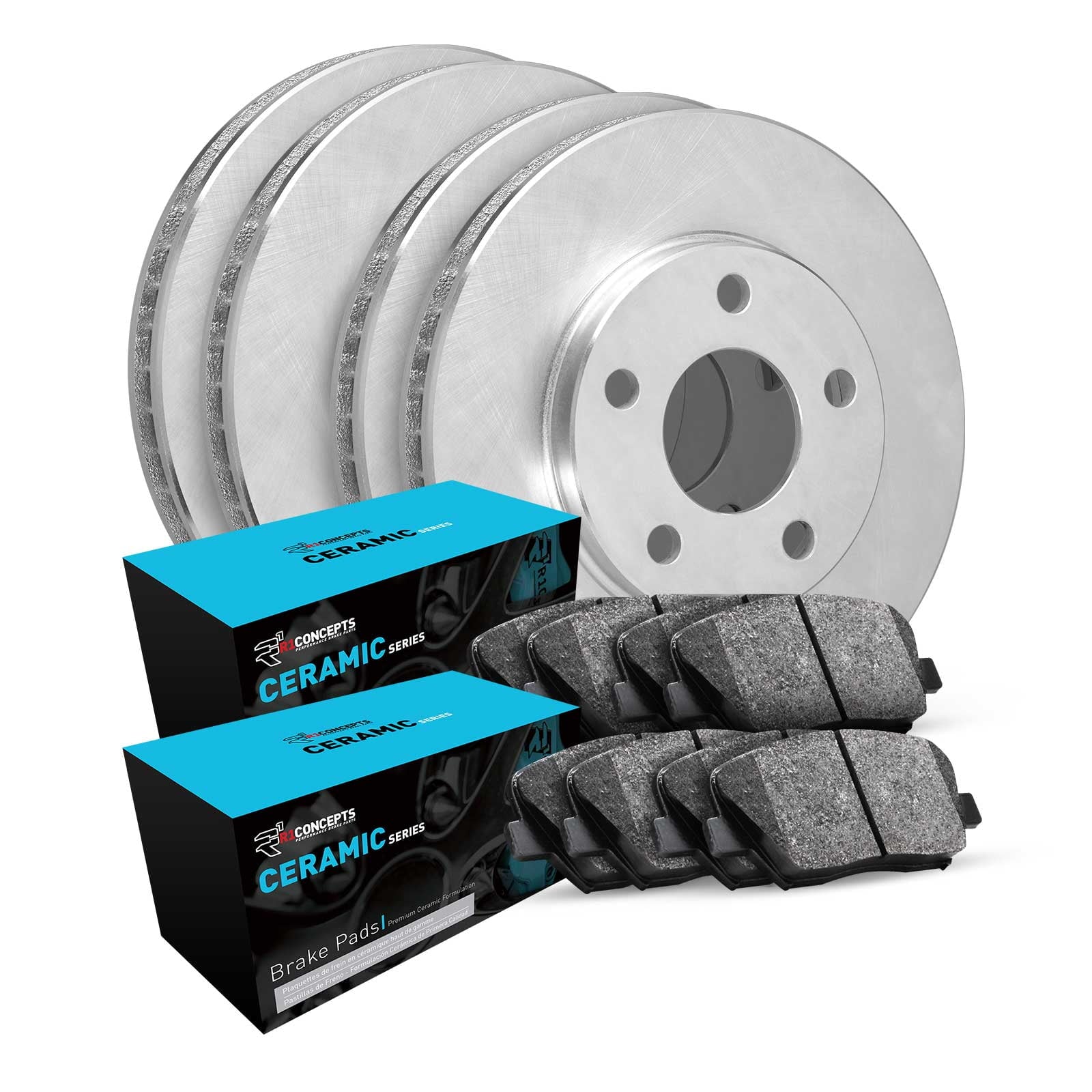 R1 Concepts Front Rear Brakes and Rotors Kit |Front Rear Brake Pads| Brake Rotors and Pads| Ceramic Brake Pads and Rotors WFWN2-42012