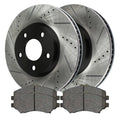 AutoShack Front Drilled Slotted Brake Rotors Black and Ceramic Pads Kit Driver and Passenger Side Replacement for 2007-2013 2014 2015 2016 2017 Jeep Wrangler 2018 Wrangler JK 3.6L 3.8L V6 4WD RWD