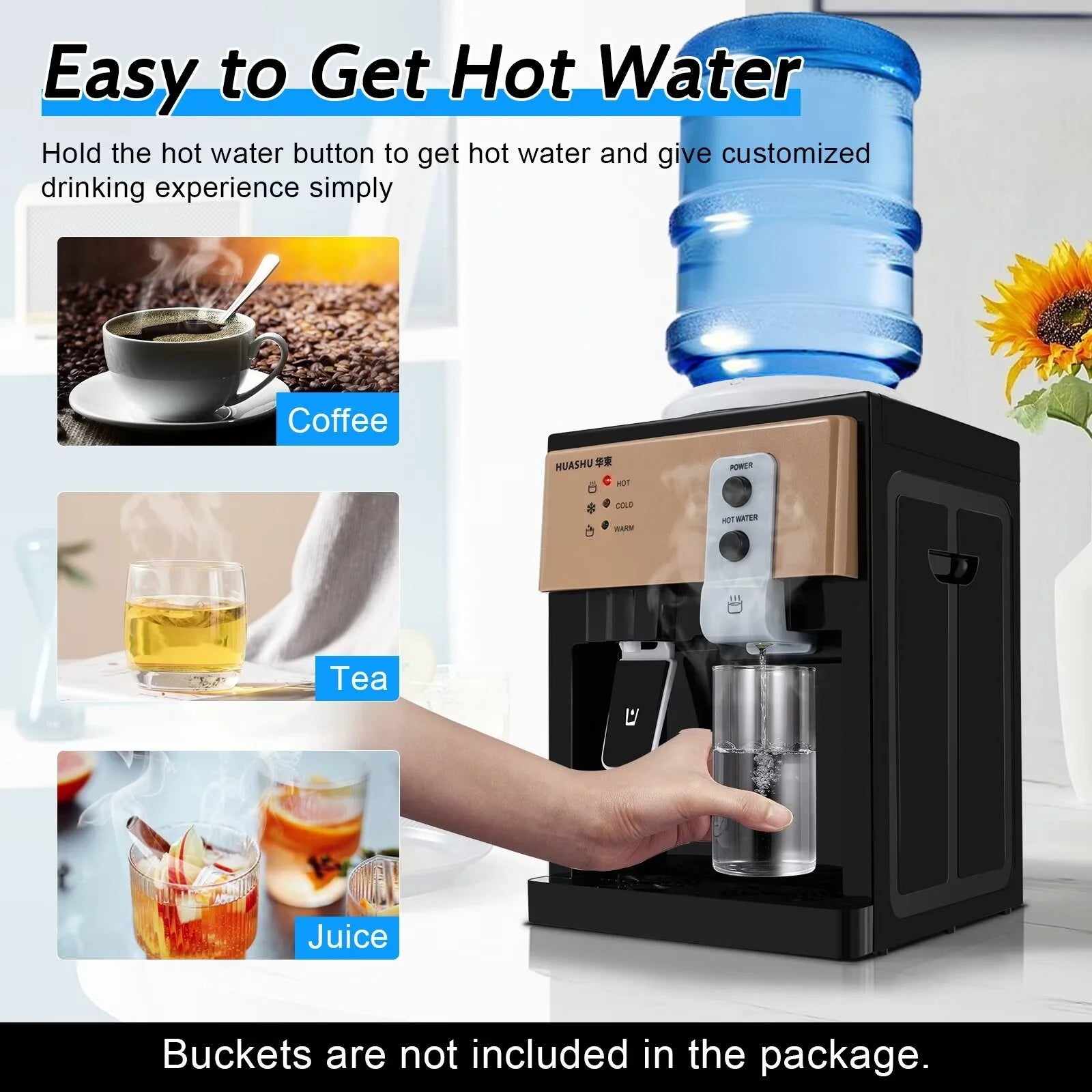 OUKANING 550W Electric Hot Cold Water Cooler Dispenser Quality Desktop Water Dispenser US