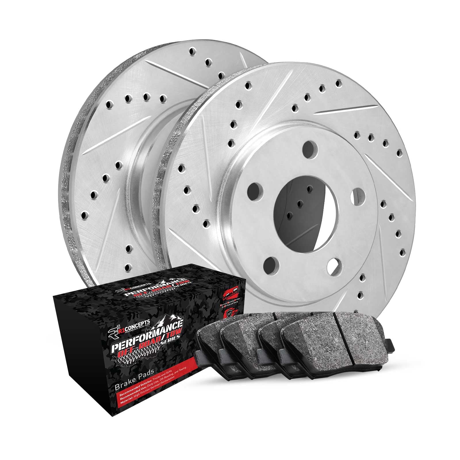 R1 Concepts Front Brakes and Rotors Kit |Front Brake Pads| Brake Rotors and Pads| Performance Off-Road Brake Pads and Rotors WGVN1-40021