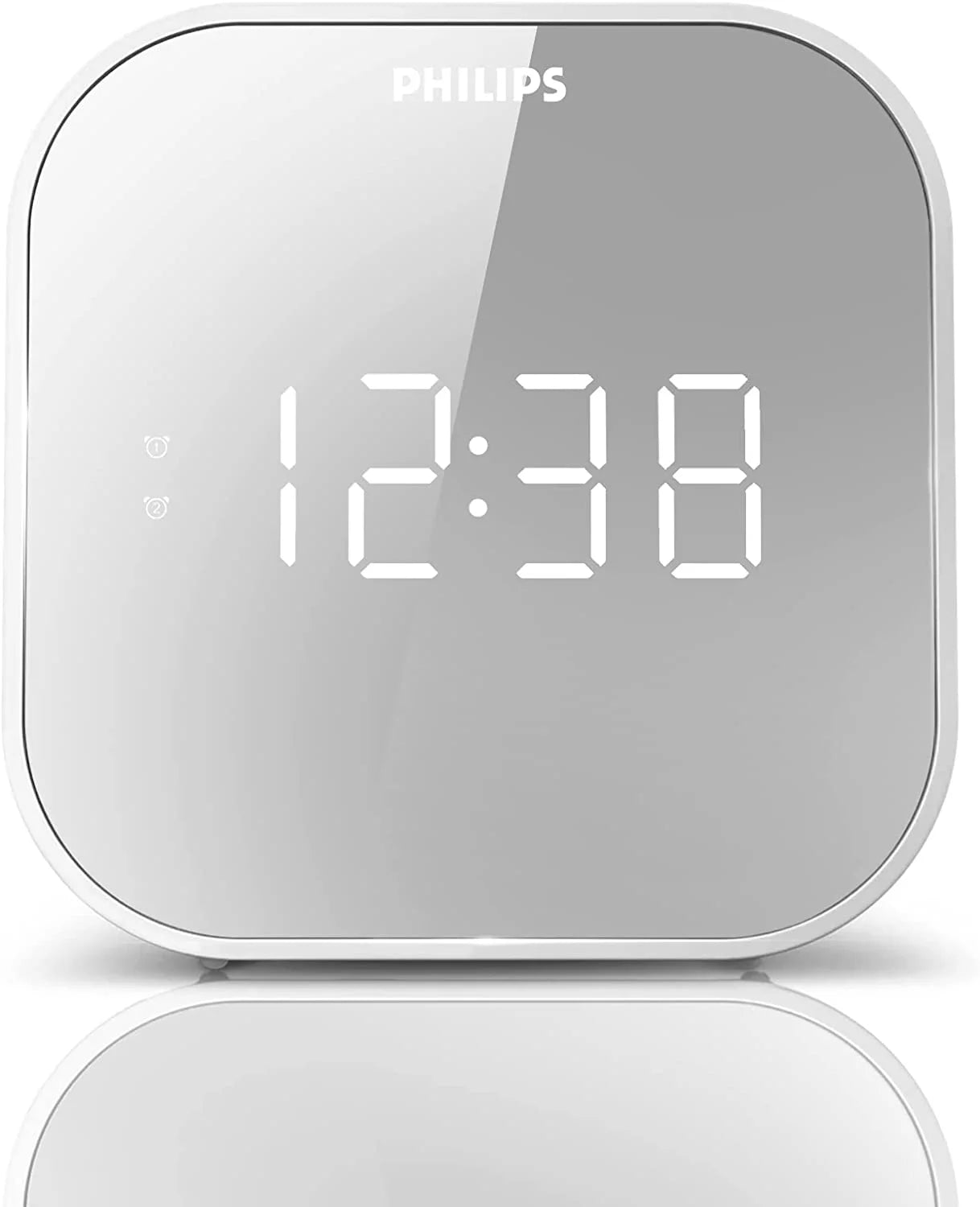 PHILIPS Digital Alarm Clock with USB Charge Port & FM Radio, Mirror Clock