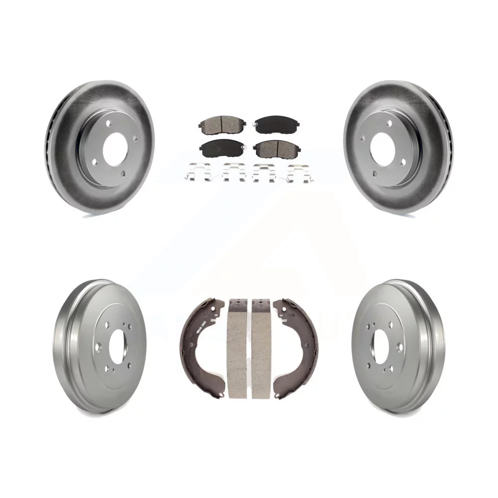 Transit Auto - Front Rear Coated Disc Brake Rotors Semi-Metallic Pads And Drum Kit For Nissan Sentra Versa Cube KGS-102163