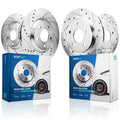 Detroit Axle - All (4) Front and Rear Drilled and Slotted Disc Brake Kit Rotors for 2004 2005 2006 2007 Toyota Highlander