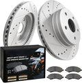 Front Truck & Tow Brake Rotors Kit, CARBON FIBER Ceramic Brake Pads & Drilled/Slotted Brake Discs, Fit for Dodge Ram 1500 2006-2018 Durango Chrysler Aspen 2007-2009