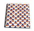 3dRose Watercolor Blue and Orange Sailboat Pattern - Drawing Book, 8 by 8-inch