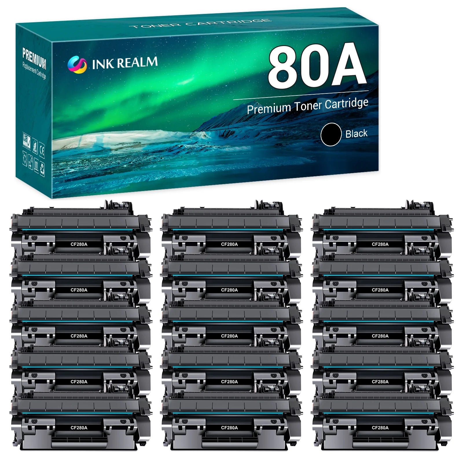 Compatible Toner Replacement for HP 80A CF280A for HP Pro 400 M401A M401D M401N M401DNE MFP M425DN Printer Ink (Black, 15-Pack)