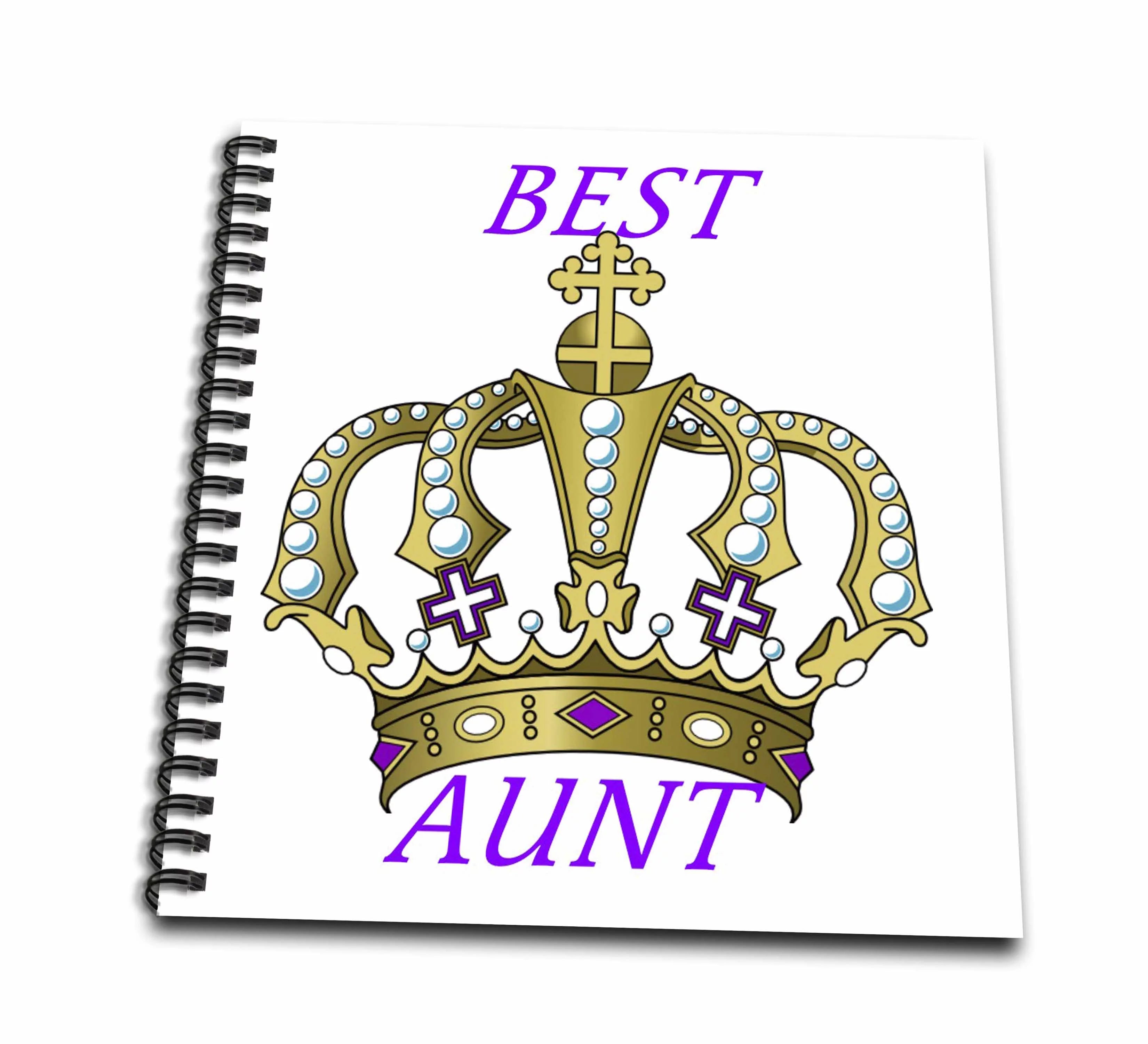 3dRose Gold Crown With Words Best Aunt - Drawing Book, 8 by 8-inch