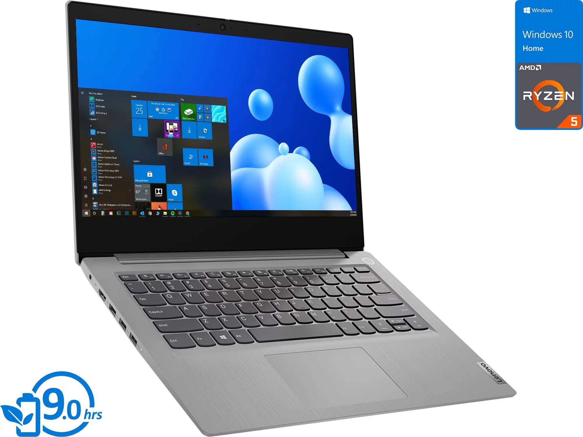 Lenovo IdeaPad 3 Laptop, 14 FHD Display, AMD Ryzen 5 3500U Upto 3.7GHz, 8GB RAM, 512GB NVMe SSD + 500GB HDD, Vega 8, HDMI, Card Reader, Wi-Fi, Bluetooth, Windows 10 Home