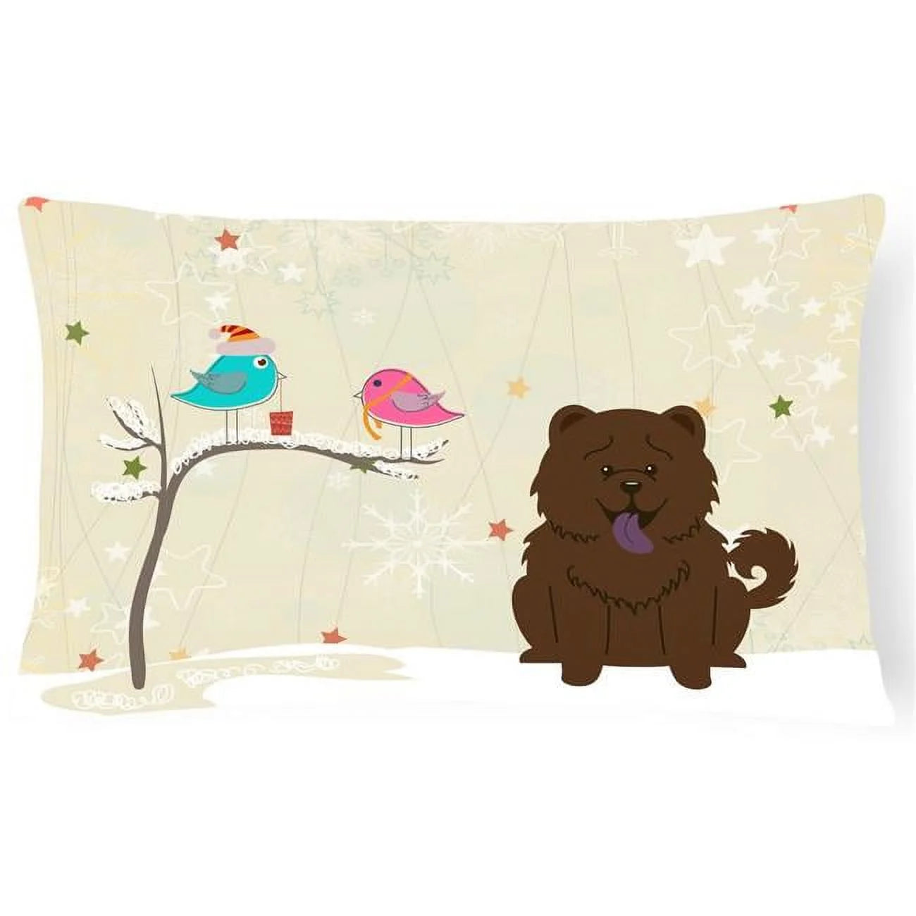 Christmas Presents Between Friends Chow Chow Chocolate Canvas Fabric Decorative Pillow