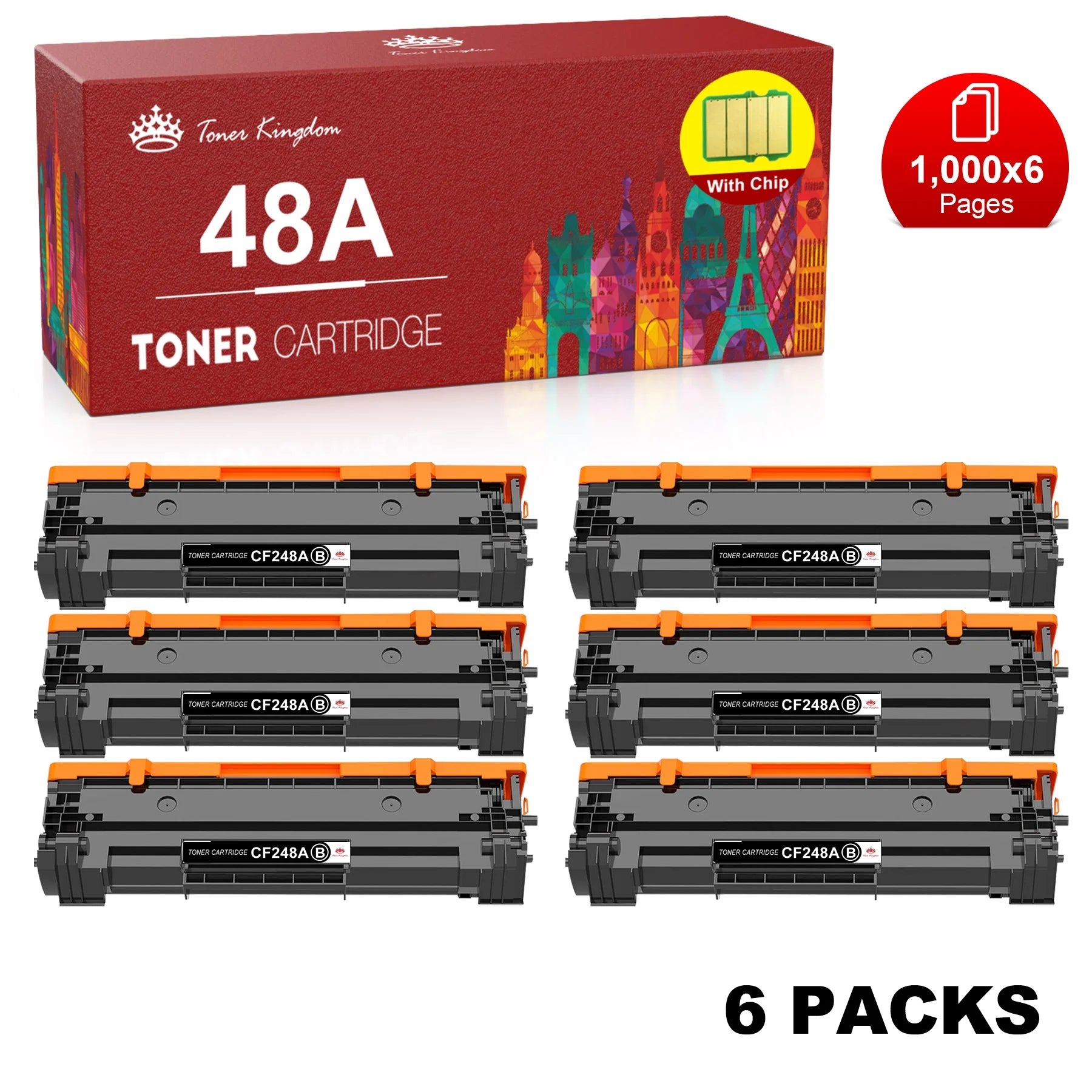48A Toner Cartridge for HP 48A Toner Cartridge Black Compatible with Laserjet Pro M15w M29w M28w M15a M28a M31w M30w M16a M16w M29a Printer (6 Pack)