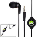 Premium Retractable Headset MONO Hands-free Earphone Mic Single Earbud Headphone Earpiece Wired 3.5mm Black Compatible With Alcatel Onyx - LG V50 ThinQ 5G, G8 ThinQ - Motorola Moto G7 Power