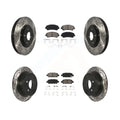 Transit Auto - Front Rear Coated Drilled Slotted Disc Brake Rotors And Semi-Metallic Pads Kit For 2007-2012 Nissan Sentra SE-R Spec V KDS-100313