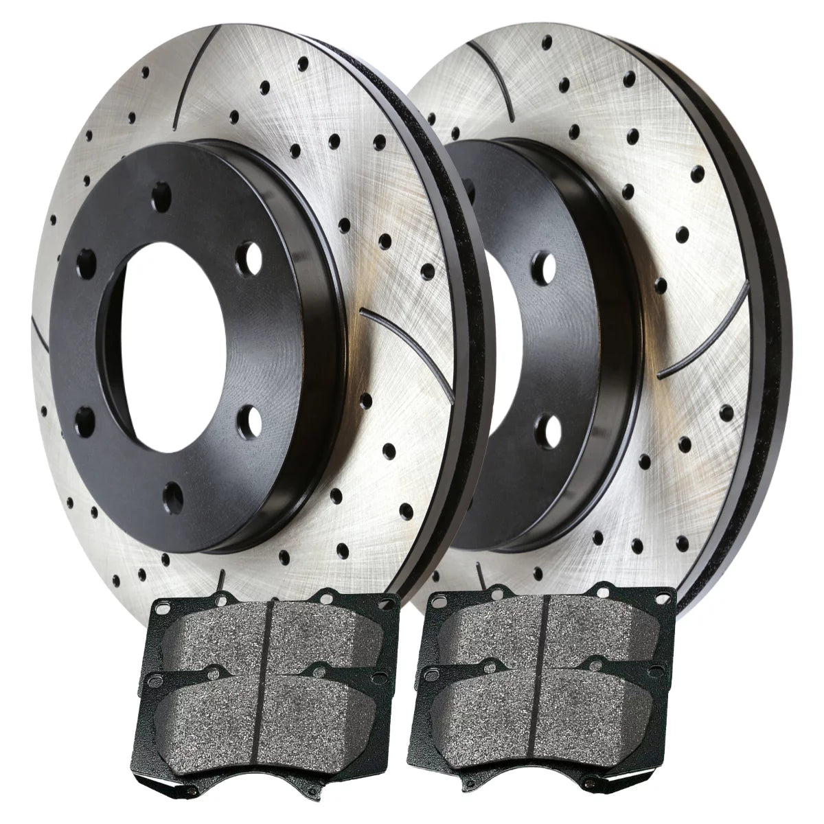 AutoShack Front Drilled Slotted Brake Rotors Black and Performance Ceramic Pads Kit Driver and Passenger SIde Replacement for 2003-2009 Toyota 4Runner 2003-2009 Lexus GX470 4.0L 4WD RWD PERF41328976