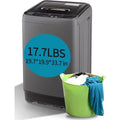 Full-Automatic Washing Machine with LED Display, 17.7 lbs Portable Compact Laundry Washer with Drain Pump, 10 Wash Programs 8 Water Levels, for Apartment Dorm RV, Gray