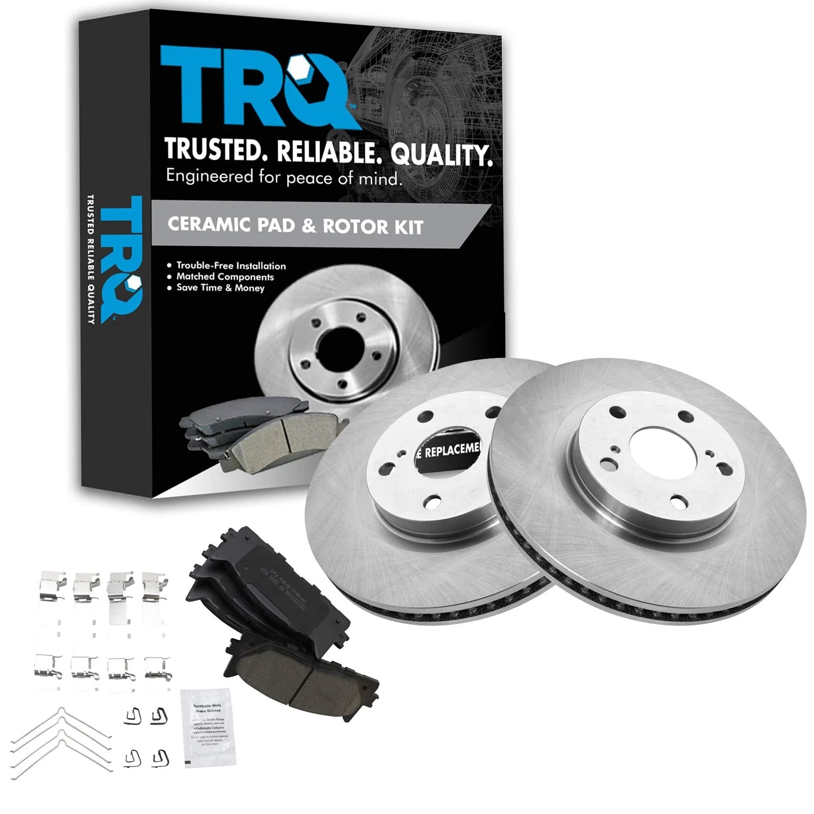 TRQ Front Ceramic Brake Pad & Disc Rotor Kit for Toyota Camry Avalon BKA11036 Fits select: 2007-2018 LEXUS ES