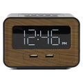 Lumoday Dual USB Charging Station Digital Alarm Clock (Black/Wood)