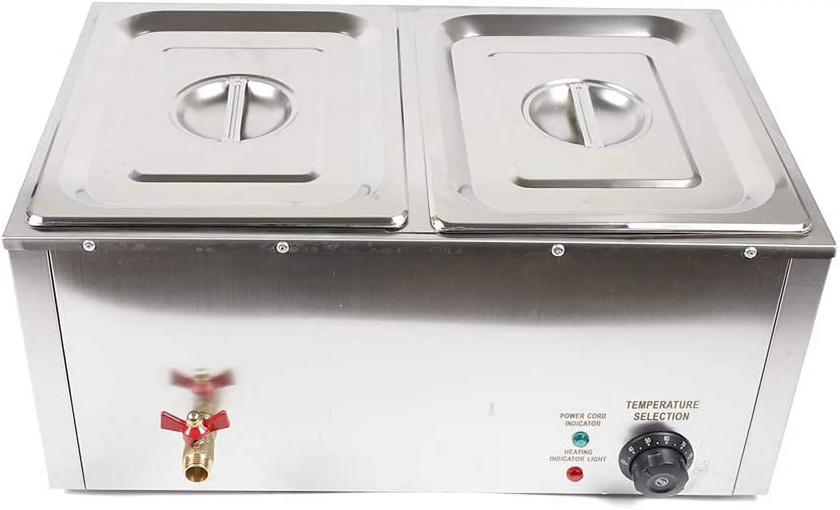 Miumaeov 110V 850W Commercial Food Warmer, Stainless Steel Bain Marie Buffet Food Warmer Steam Table, Electric Steam Food Warmer for Restaurants (2 Pan)