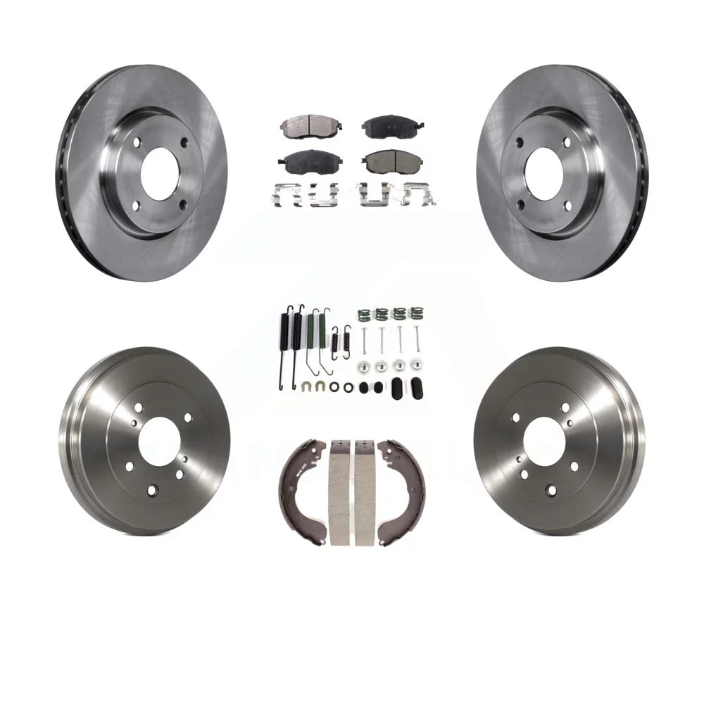 Transit Auto - Front Rear Disc Brake Rotors Ceramic Pads And Drum Kit (7Pc) For Nissan Sentra Versa Cube K8T-102505
