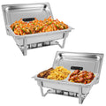 HORESTKIT Chafing Dish Buffet Set 2-Pack Stainless Steel 8 QT Foldable Rectangular Chafers and Buffet Warmer Sets w/Full & Half Size Food Pan, Water Pan, Fuel Holder for Event Catering Banquet