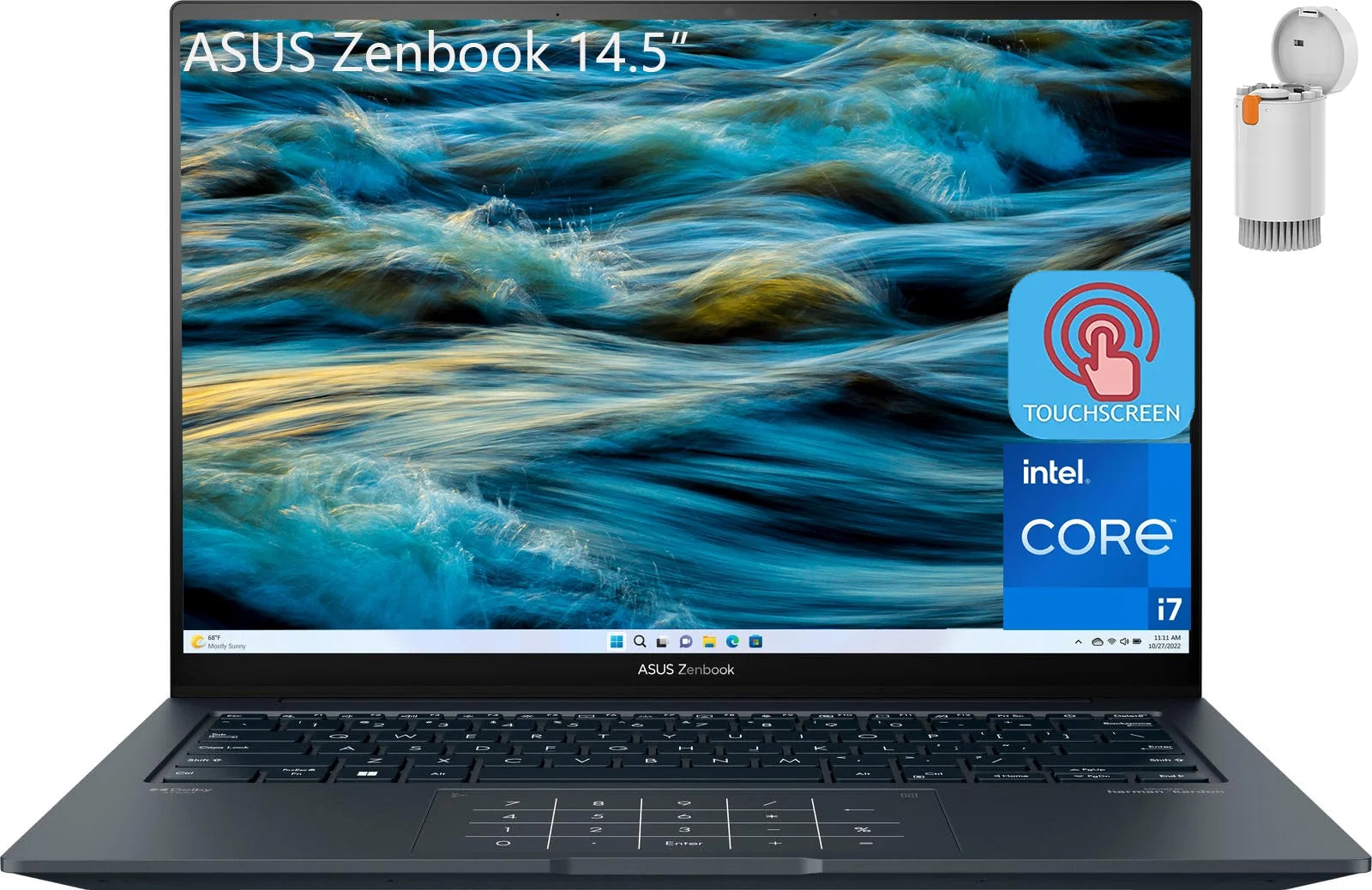 ASUS Zenbook Business Laptop, 14.5 2.8K Touchscreen, Intel Core i7-13700H, 16GB LPDDR5 RAM, 2TB SSD, Intel Iris Xe Graphics, Wi-Fi 6E, Backlit Keyboard, Windows 11 Home, Cefesfy Multifunctional Brush