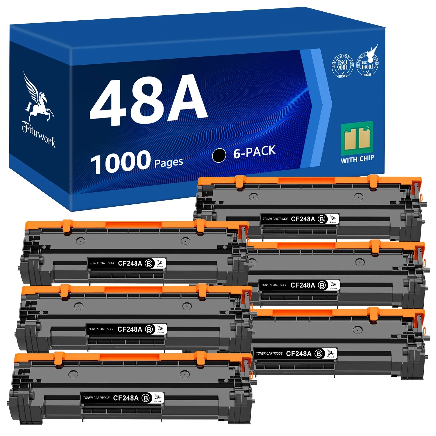 48A Toner Cartridge Replacement for HP 48A CF248A for HP Laserjet Pro MFP M15w M29w M28w M15a M15 M14 M17 M28 M31 M31w M28a M29a M30w M16a M16w Printer Black Toner (6 Pack)