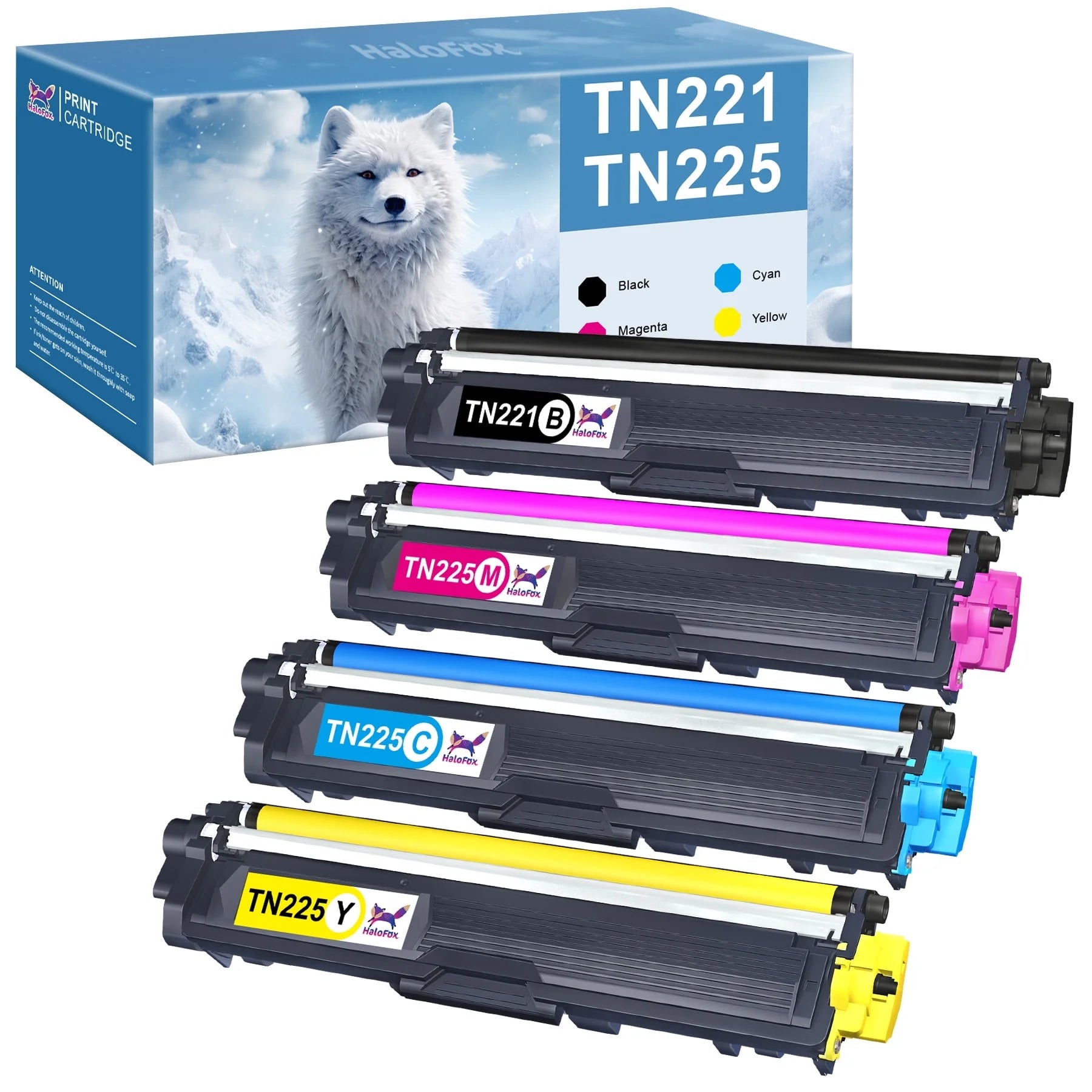 TN221 TN225 Toner Cartridge Compatible for Brother TN221 TN225 TN-221 TN-225 HL-3150CDW 3152CDW 3170C MFC-9130CW 9140CDN 9330CDW Printer Ink (Black Cyan Yellow Magenta 4-Pack)
