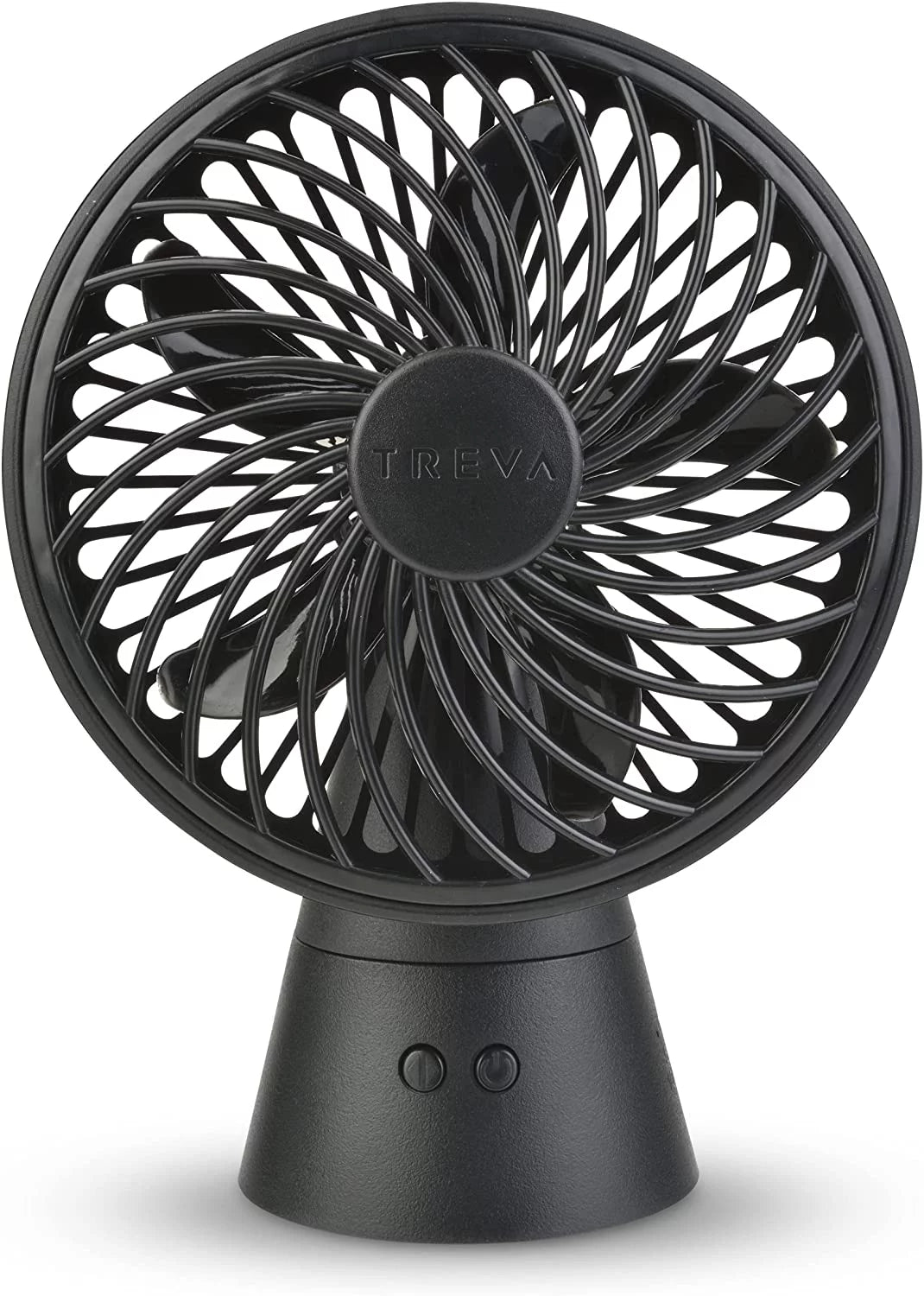 TREVA 5 Inch Oscillating Rechargeable Fan, USB Charging Port, 3 Speed Circular Personal Cooling Fan, Black