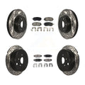 Transit Auto - Front Rear Coated Drilled Slotted Disc Brake Rotors And Semi-Metallic Pads Kit For 2011 Subaru Impreza Outback Sport 2.5i Premium KDF-100267