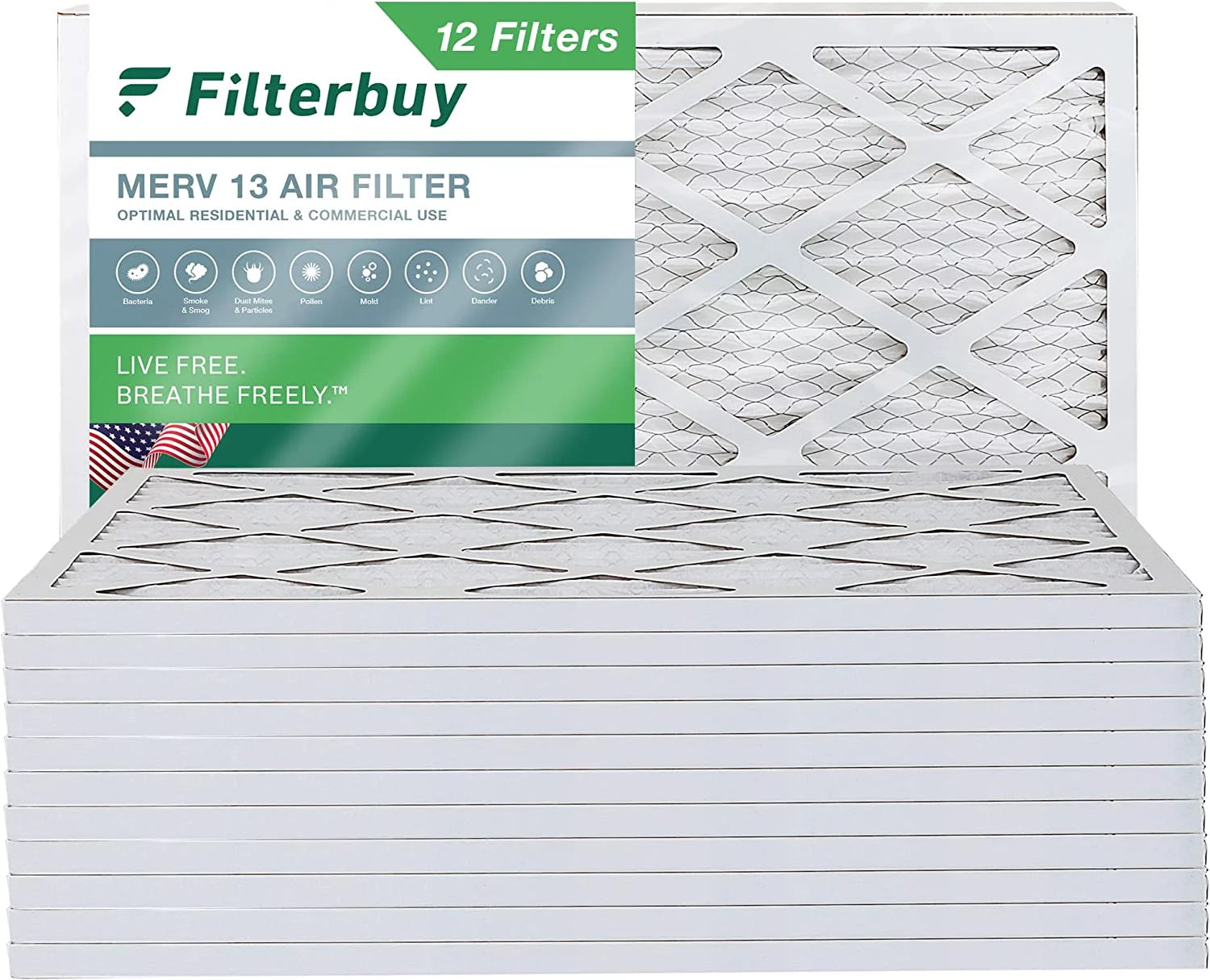Filterbuy 18x36x1 MERV 13 Pleated HVAC AC Furnace Air Filters (12-Pack)