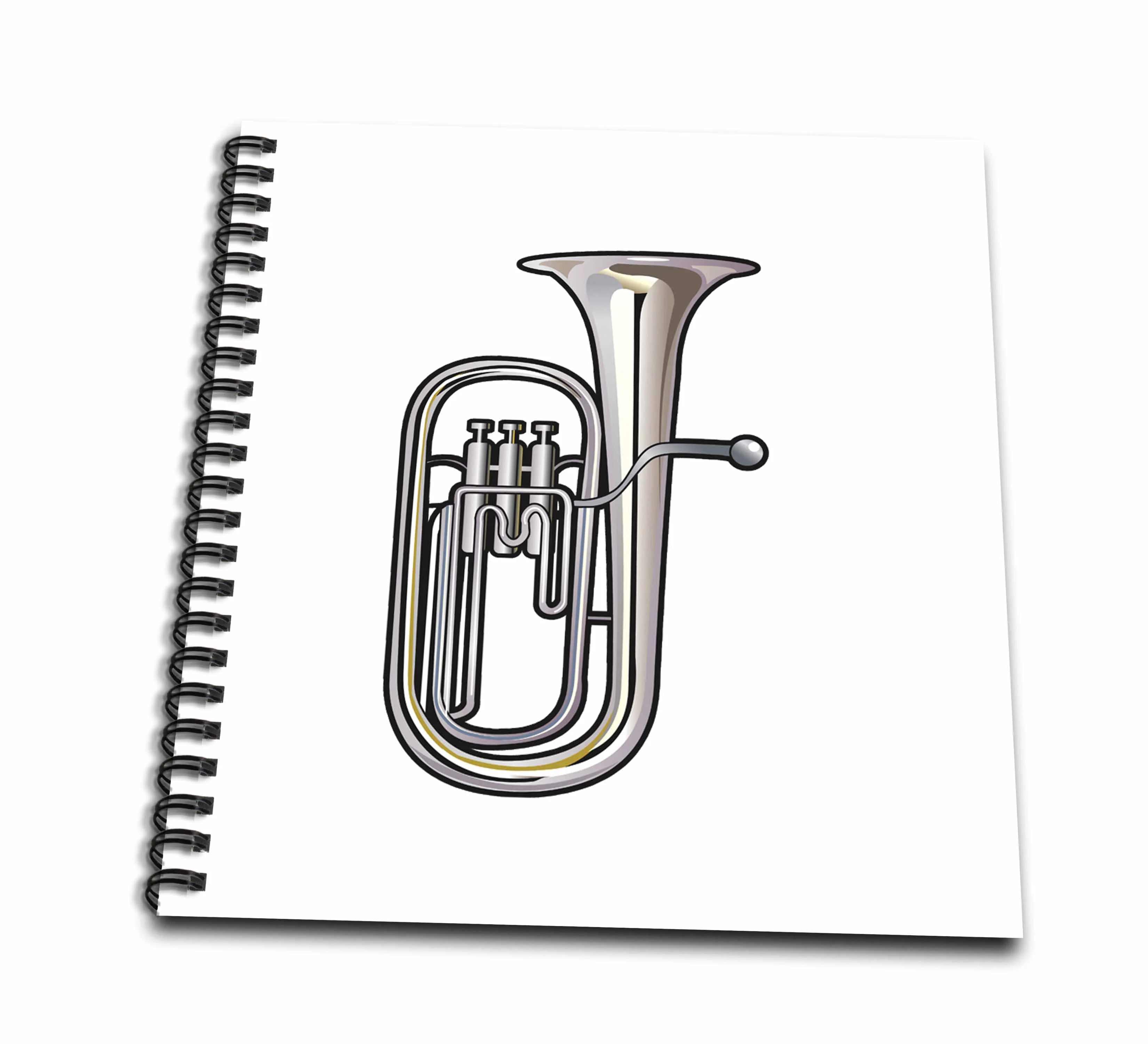 3dRose euphonium brass instrument music realistic - Drawing Book, 8 by 8-inch