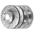 AutoShack Front and Rear Drilled Slotted Brake Rotors Silver Set of 4 Replacement for 2006 2007 2008 2009 2010 2011 Honda Civic 1.3L 1.8L FWD BRKPKG039167